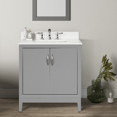 Luton 30" Light Gray Vanity Combo with Snow White Quartz Top Horizon Tile
