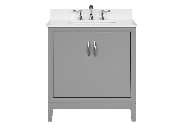 Luton 30" Light Gray Vanity Combo with Snow White Quartz Top Horizon Tile