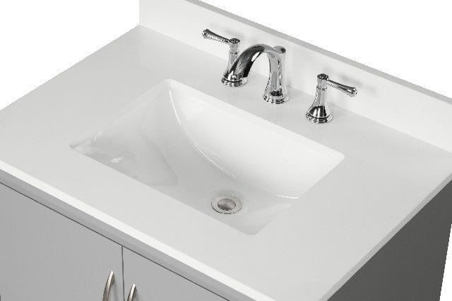 Luton 30" Light Gray Vanity Combo with Snow White Quartz Top Horizon Tile