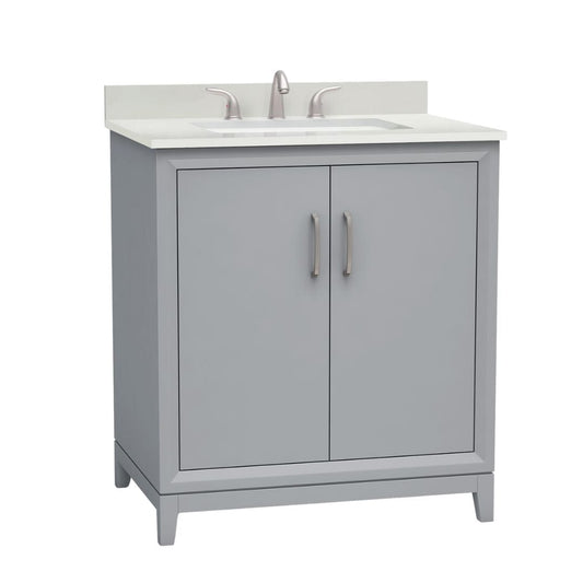 OasisTile Modare 30" Light Gray Vanity Combo with Snow White Quartz Top Horizon Tile