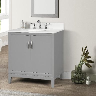 Luton 36" Light Gray Vanity Combo with Snow White Quartz Top Horizon Tile