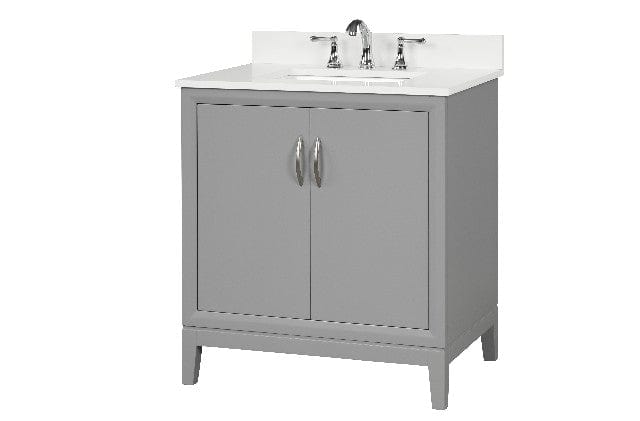 Luton 36" Light Gray Vanity Combo with Snow White Quartz Top Horizon Tile