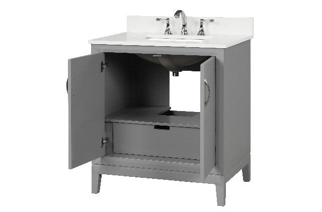 Luton 36" Light Gray Vanity Combo with Snow White Quartz Top Horizon Tile
