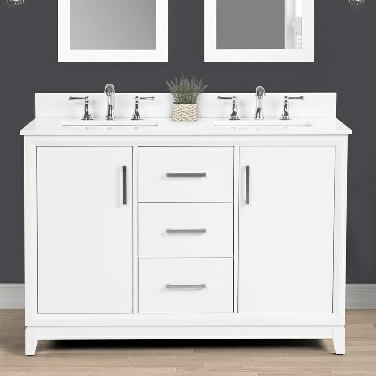 Luton 48"Dove White Vanity Combo with Snow White Quartz Top Horizon Tile