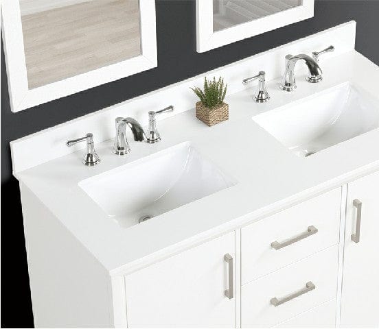 Luton 48"Dove White Vanity Combo with Snow White Quartz Top Horizon Tile