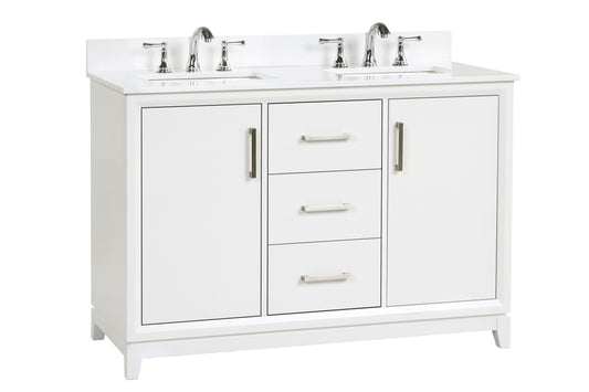 OasisTile Modare 48"Dove White Vanity Combo with Snow White Quartz Top Horizon Tile