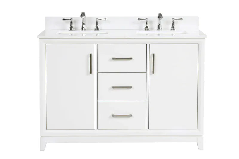 OasisTile Modare 48"Dove White Vanity Combo with Snow White Quartz Top Horizon Tile