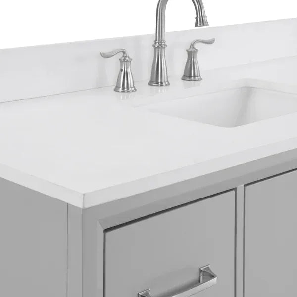 OasisTile Modare 48" Light Gray Vanity Combo with Snow White Quartz Top Horizon Tile