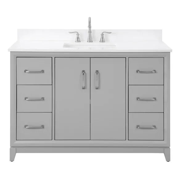 OasisTile Modare 48" Light Gray Vanity Combo with Snow White Quartz Top Horizon Tile