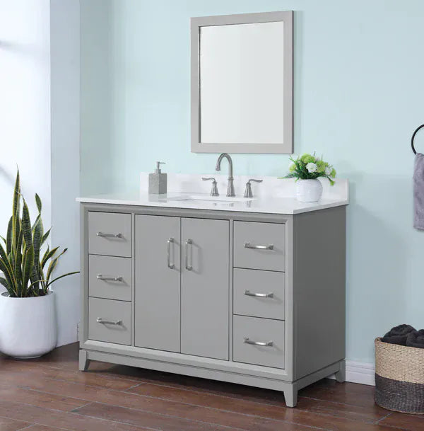 OasisTile Modare 48" Light Gray Vanity Combo with Snow White Quartz Top Horizon Tile