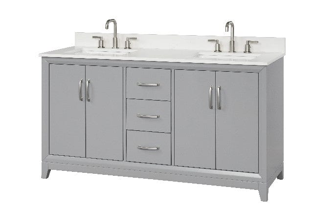 Luton 60" Light Gray Vanity Combo with Snow White Quartz Top Horizon Tile