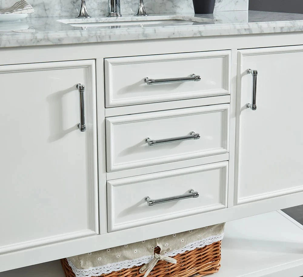 Manhattan 48" White Single Vanity With Carrara Marble Top Horizon Tile