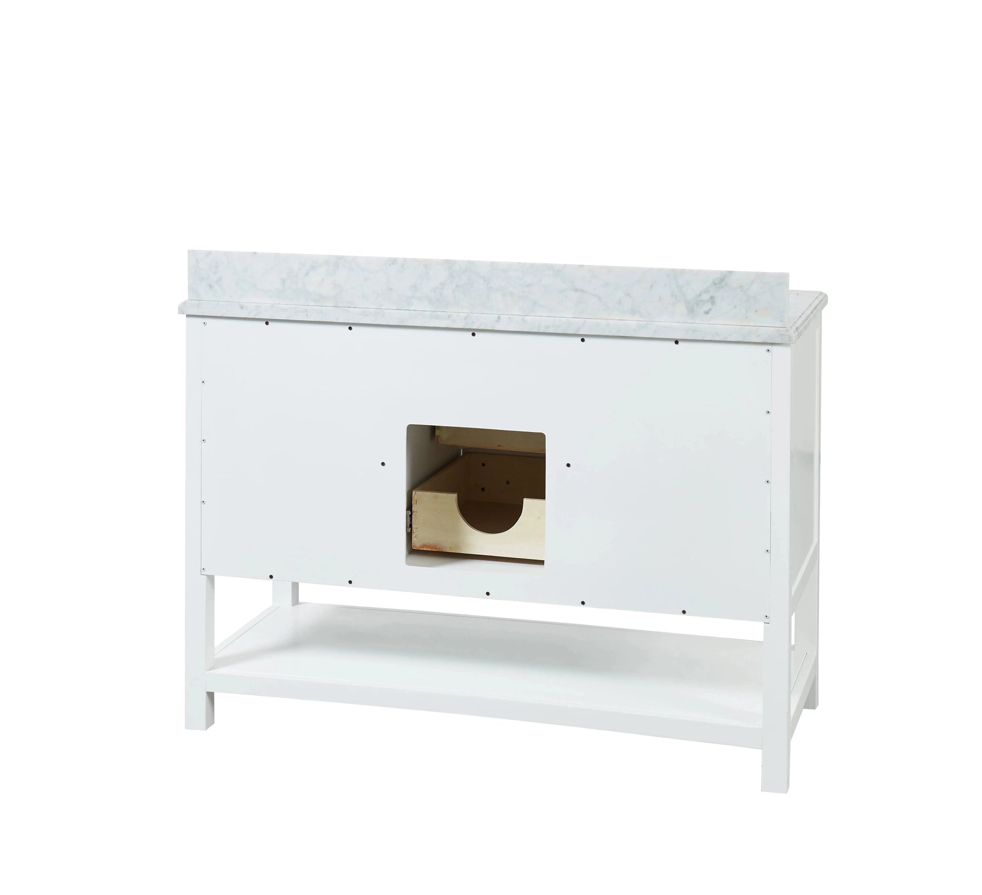 Manhattan 48" White Single Vanity With Carrara Marble Top Horizon Tile