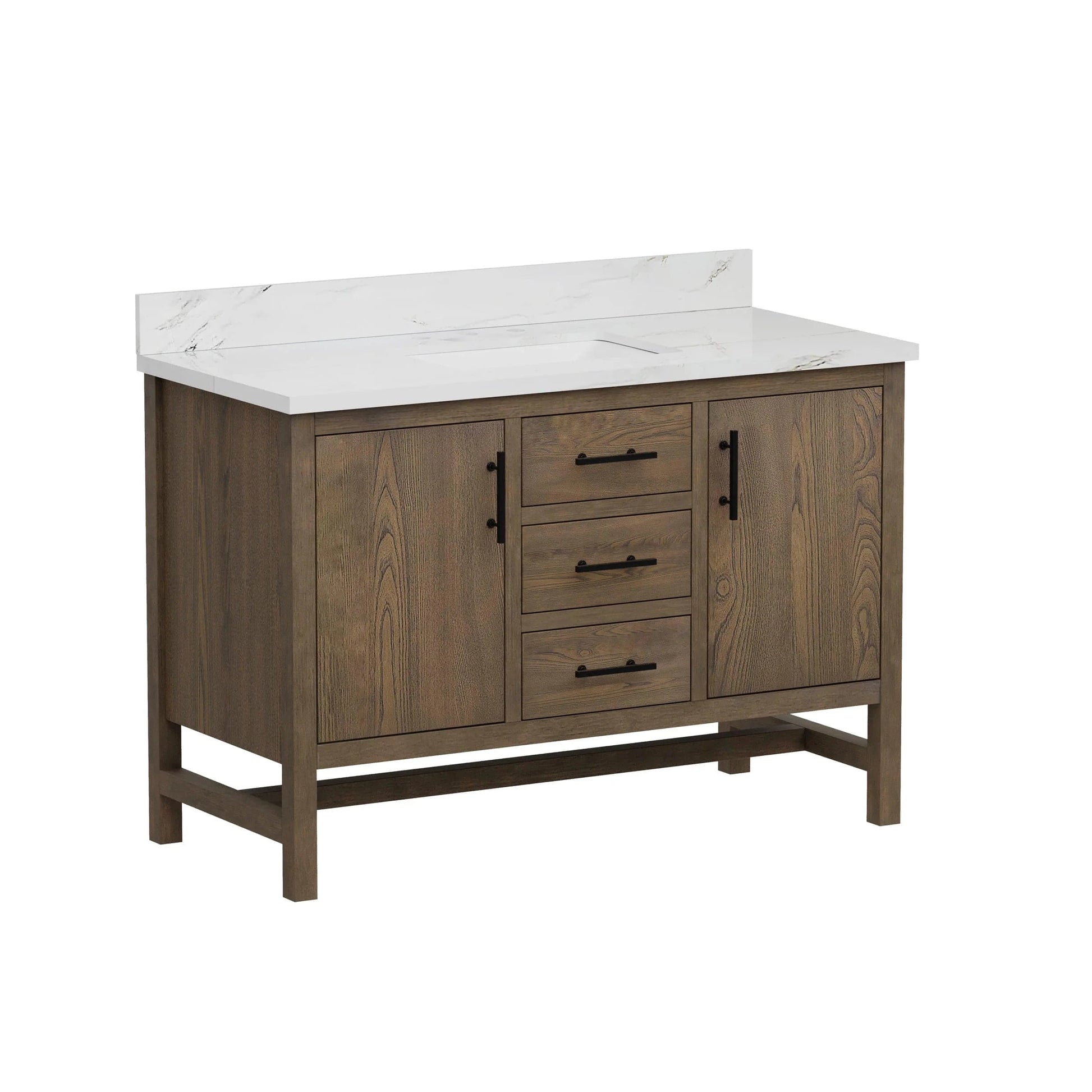 Solon 48“ Vanity Family Set with Calacatta Sintered Stone Top Horizon Tile