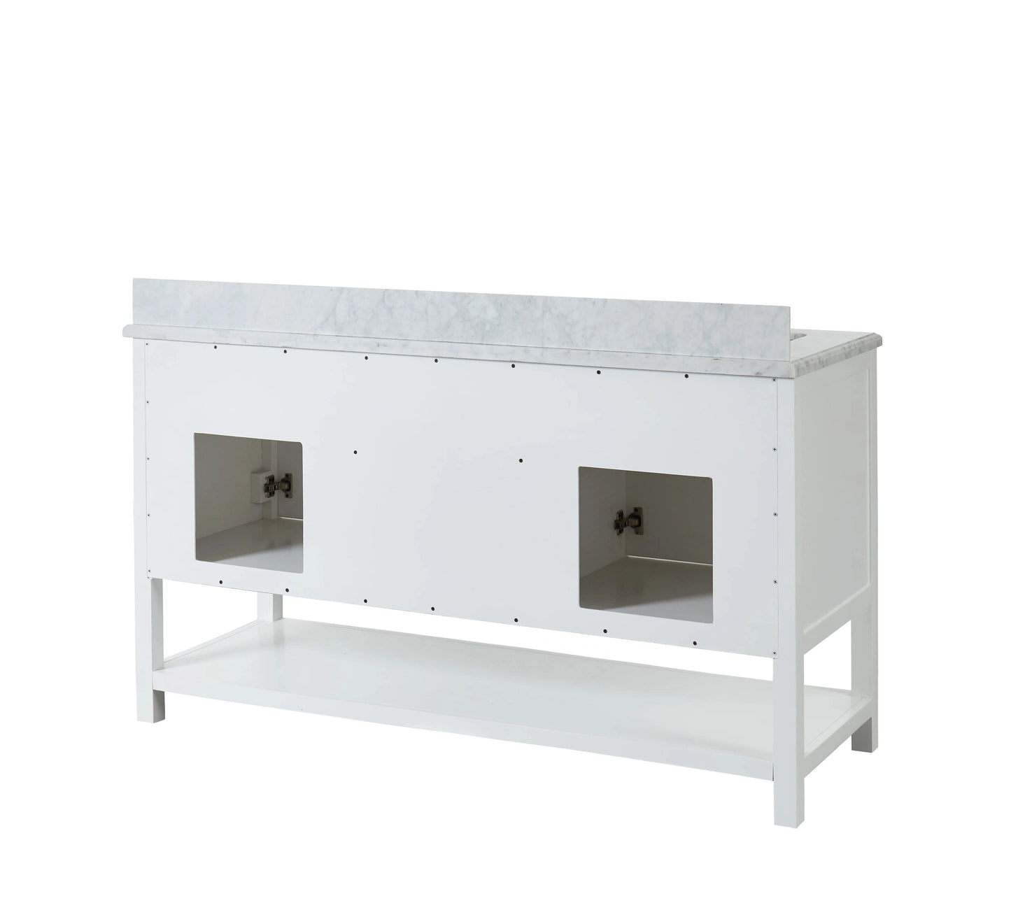 Manhattan 60" White Single Vanity With Carrara Marble Top Horizon Tile