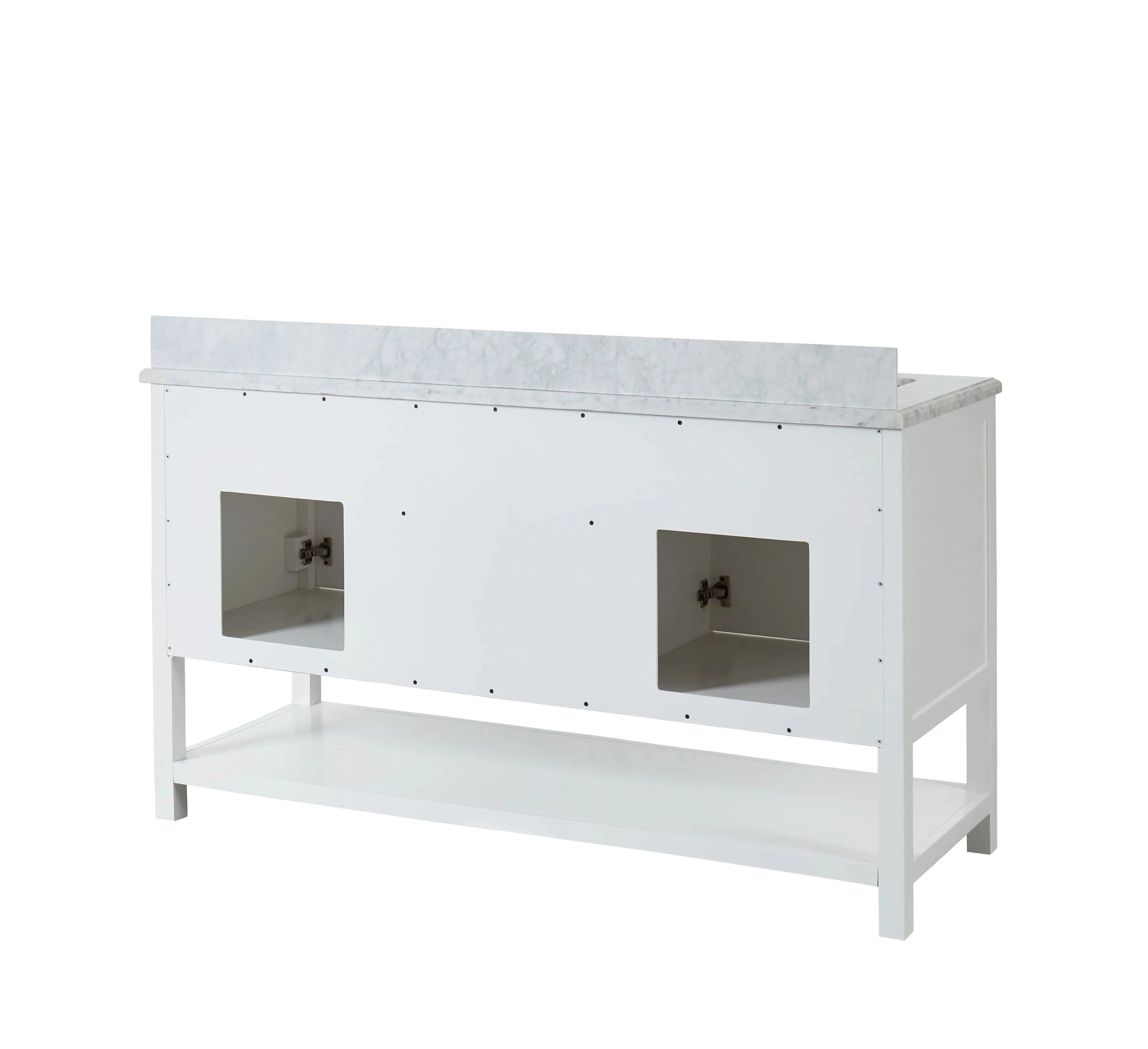 Manhattan 60" White Single Vanity With Carrara Marble Top Horizon Tile