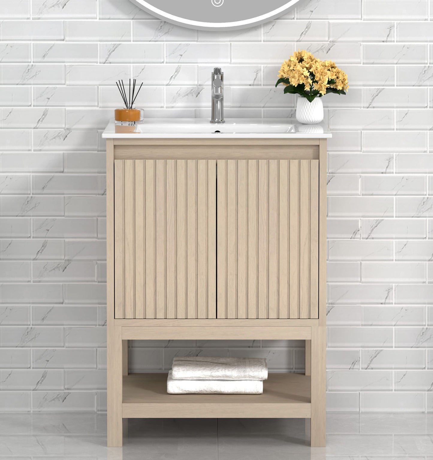 Mena 24" Single Vanity With Porcelain Top Horizon Tile