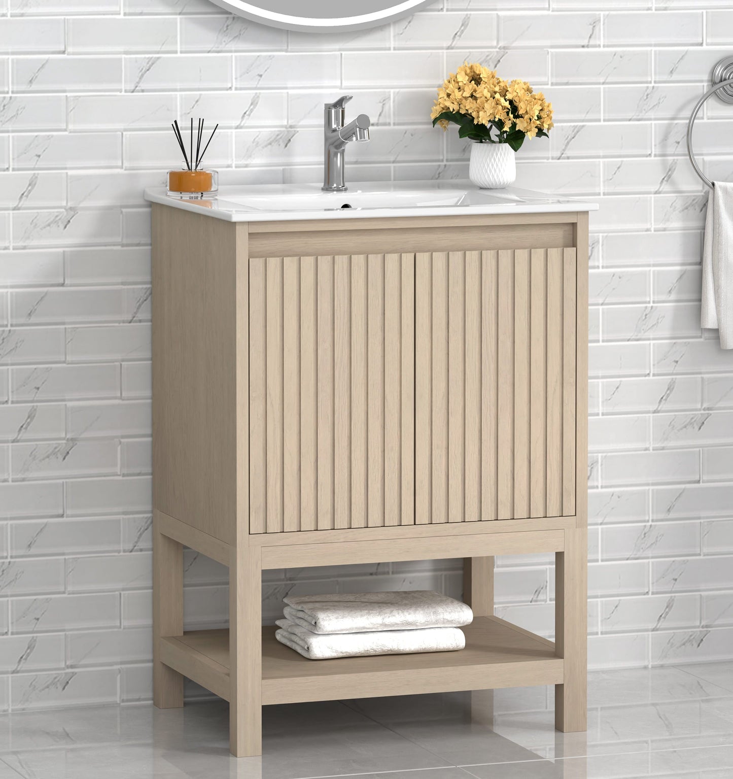 Mena 24" Single Vanity With Porcelain Top Horizon Tile