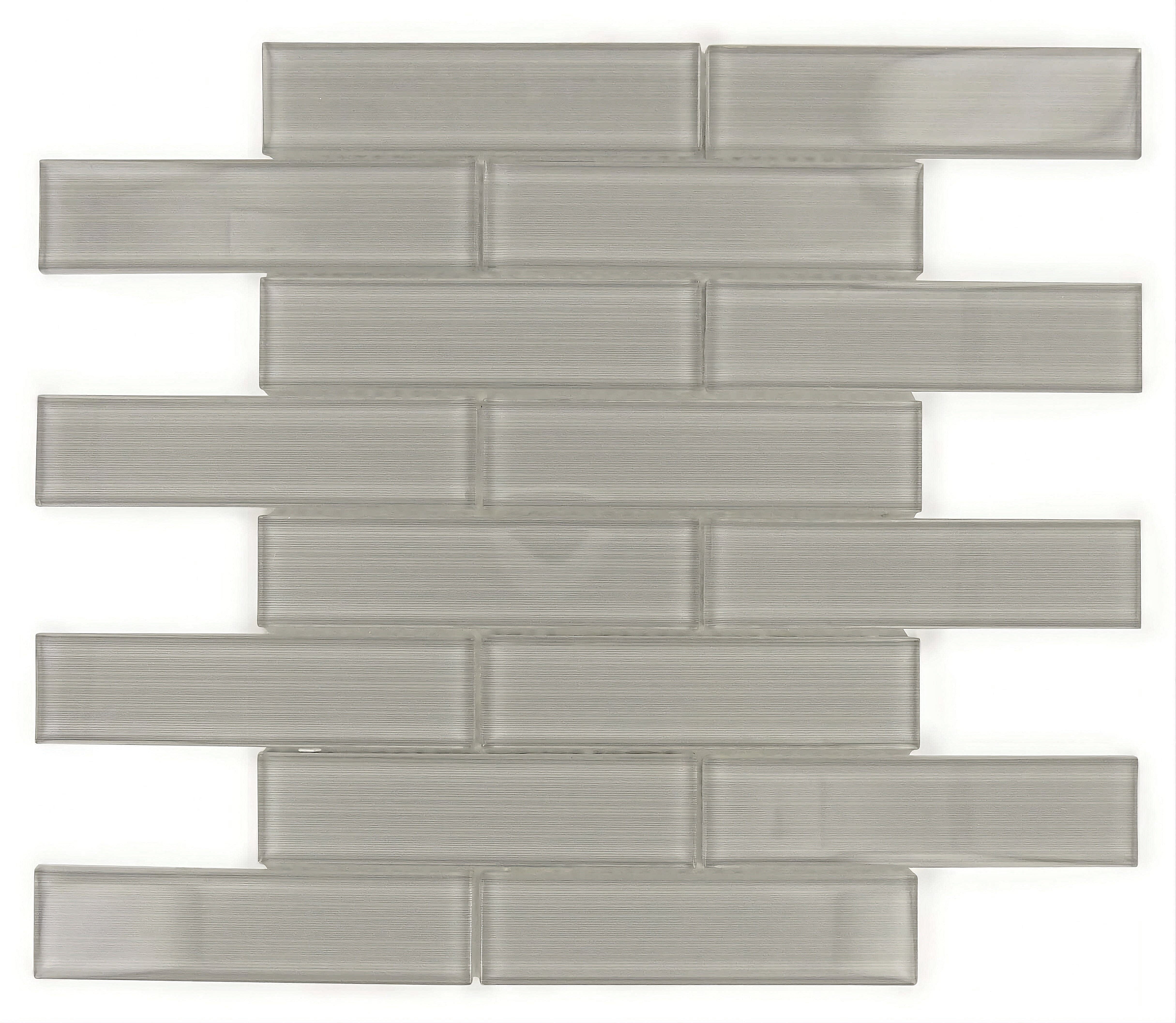 Grey Mini Subway Streak Glossy Glass Subway Tile Horizon Tile