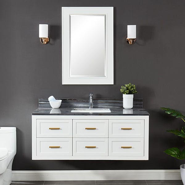 Ralph 48" Dove White Wall Mount Vanity Combo with Palissandro Blue Marble Top Horizon Tile