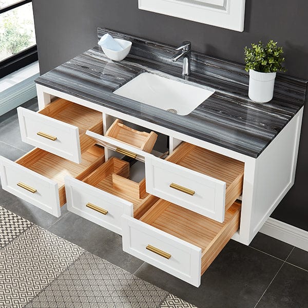 Ralph 48" Dove White Wall Mount Vanity Combo with Palissandro Blue Marble Top Horizon Tile