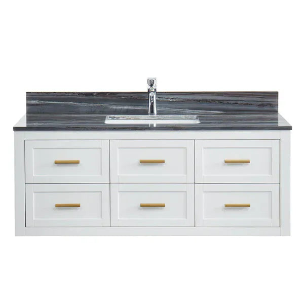 OasisTile Nuvare 48" Dove White Wall Mount Vanity Combo with Palissandro Blue Marble Top Horizon Tile