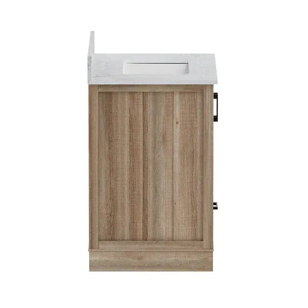 OasisTile Rivora 30" Light Wood Double Sink Bathroom Vanity with Carrara White Engineered Stone Top Horizon Tile