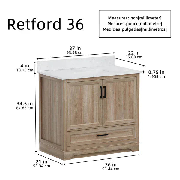 OasisTile Rivora 36" Light Wood Double Sink Bathroom Vanity with Carrara White Engineered Stone Top Horizon Tile