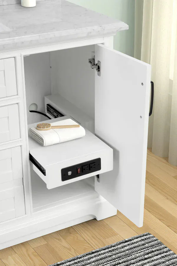 OasisTile VeraLuxe 48" White Vanity Set with Authentic Italian Carrara Marble Top Horizon Tile