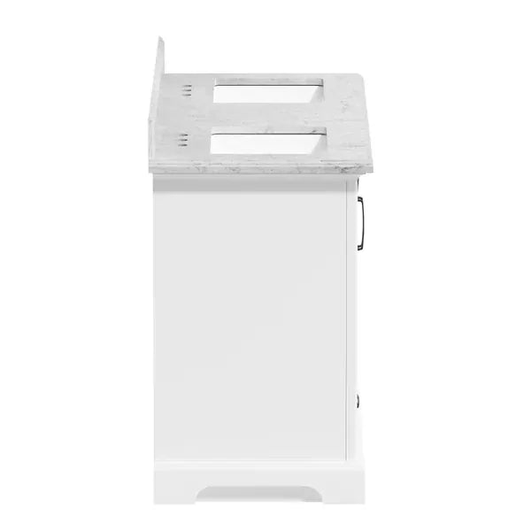OasisTile VeraLuxe 60" White Vanity Set with Authentic Italian Carrara Marble Top Horizon Tile