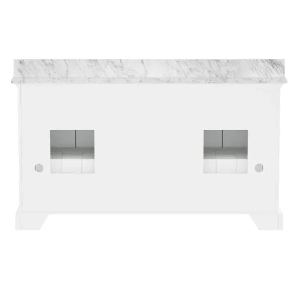OasisTile VeraLuxe 60" White Vanity Set with Authentic Italian Carrara Marble Top Horizon Tile
