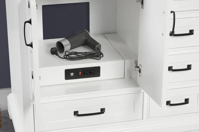 OasisTile VeraLuxe 60" White Vanity Set with Authentic Italian Carrara Marble Top Horizon Tile