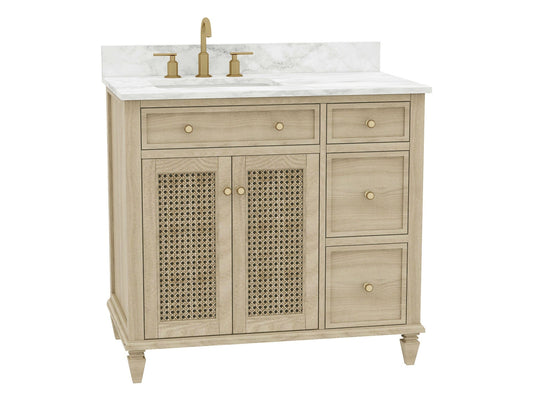 Ronnie 36" Vanity Set with Carrara White Quartz Top Horizon Tile