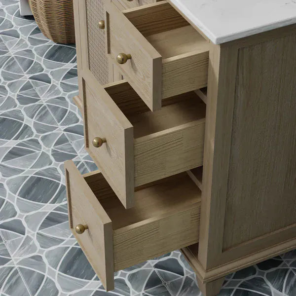 OasisTile Havenza 36" Vanity Set with Carrara White Quartz Top Horizon Tile