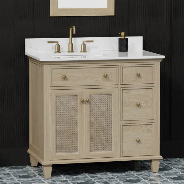 OasisTile Havenza 36" Vanity Set with Carrara White Quartz Top Horizon Tile