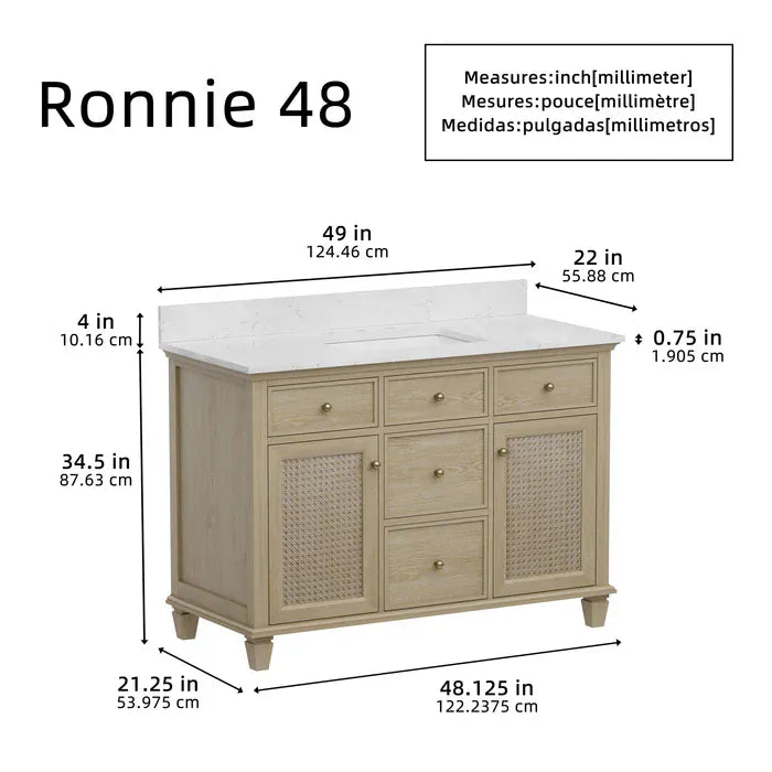 OasisTile Havenza 48" Vanity Set with Carrara White Quartz Top Horizon Tile