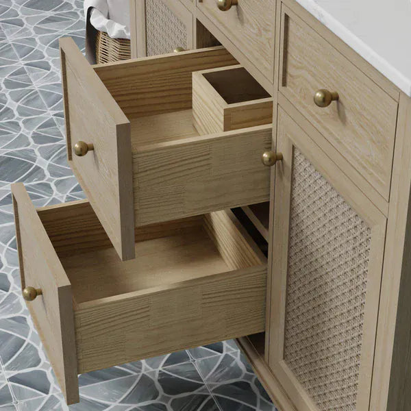 OasisTile Havenza 48" Vanity Set with Carrara White Quartz Top Horizon Tile