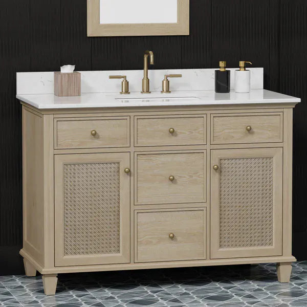 OasisTile Havenza 48" Vanity Set with Carrara White Quartz Top Horizon Tile