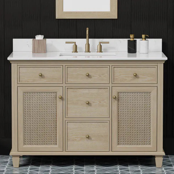 OasisTile Havenza 48" Vanity Set with Carrara White Quartz Top Horizon Tile