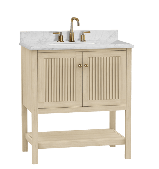 Salem 30" Single Vanity with Carrara White Marble Top Horizon Tile