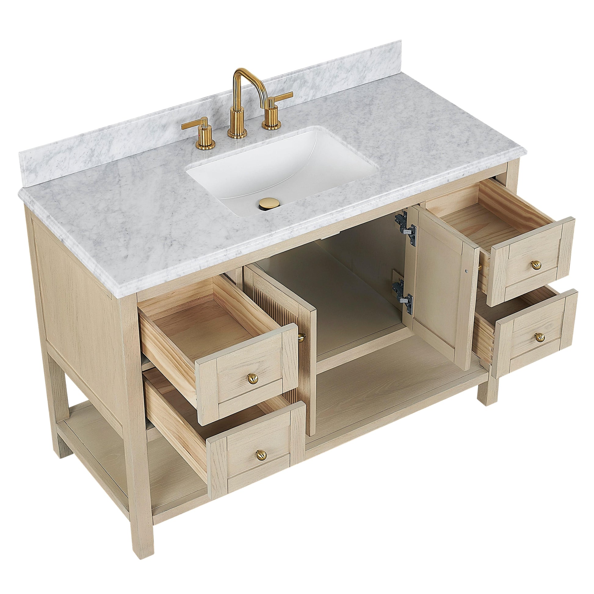 Salem 48" Double Vanity with Carrara White Marble Top Horizon Tile