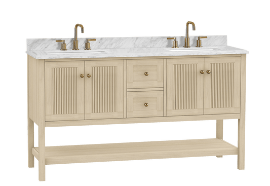 Salem 60" Double Vanity with Carrara White Marble Top Horizon Tile