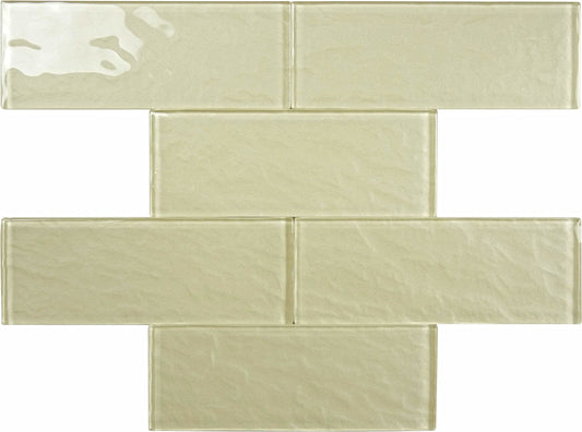 Shimmer Champagne Beige 3x8 Glossy Glass Subway Tile Horizon Tile