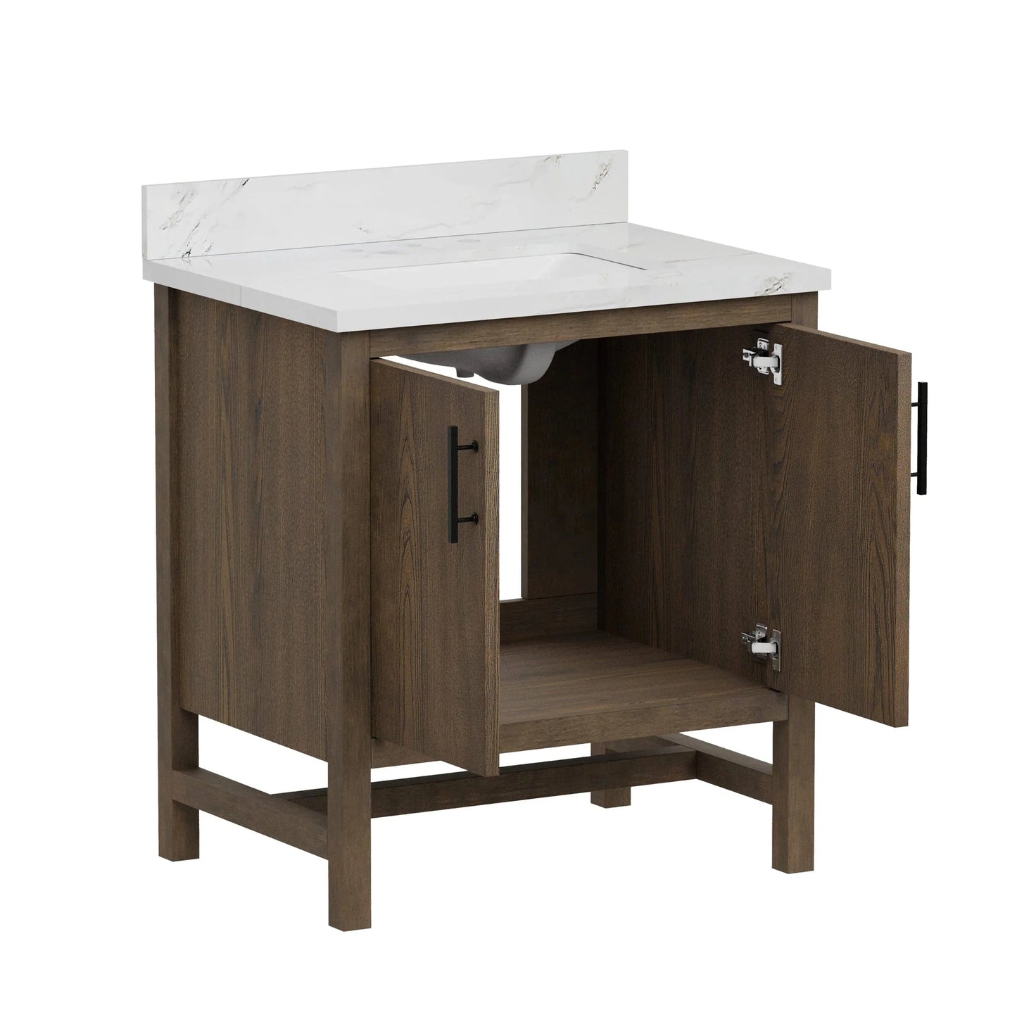 Solon 30“ Vanity Family Set with Calacatta Sintered Stone Top Horizon Tile