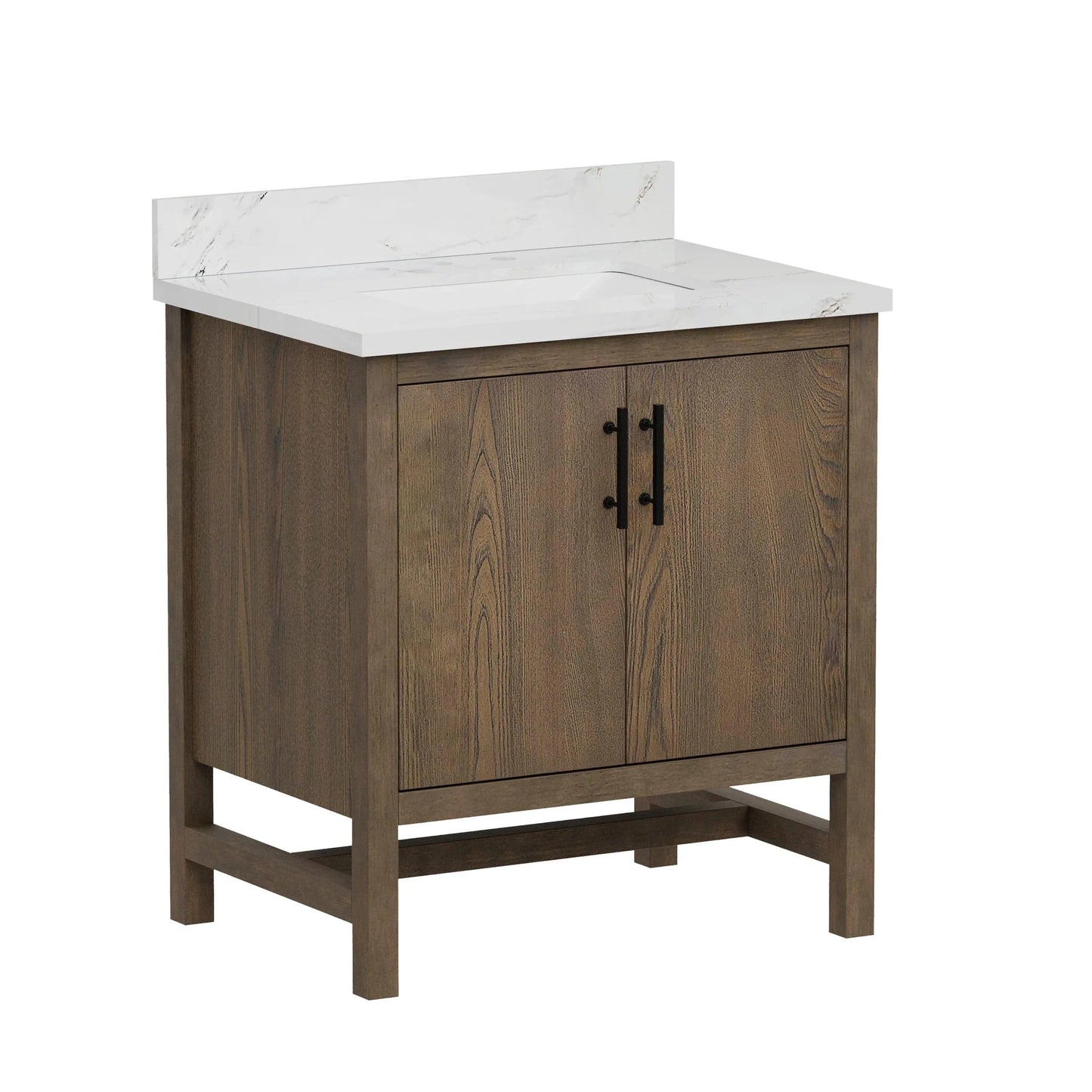 Solon 30“ Vanity Family Set with Calacatta Sintered Stone Top Horizon Tile