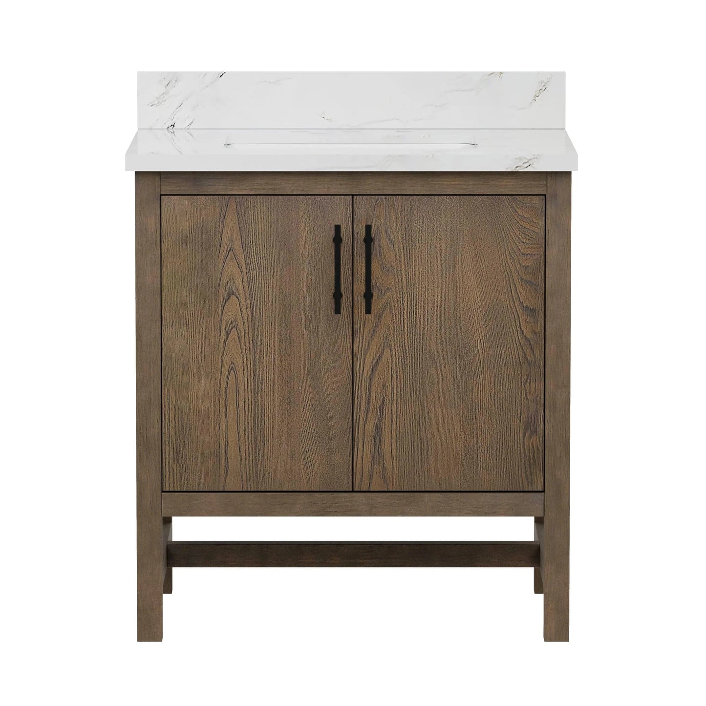 Solon 30“ Vanity Family Set with Calacatta Sintered Stone Top Horizon Tile