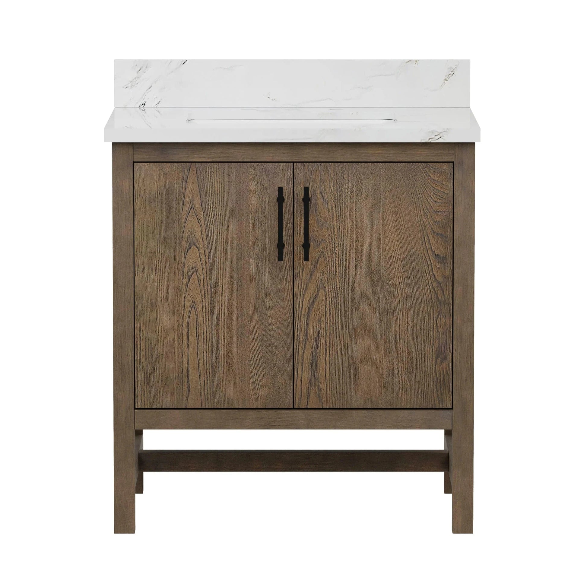 Solon 30“ Vanity Family Set with Calacatta Sintered Stone Top Horizon Tile