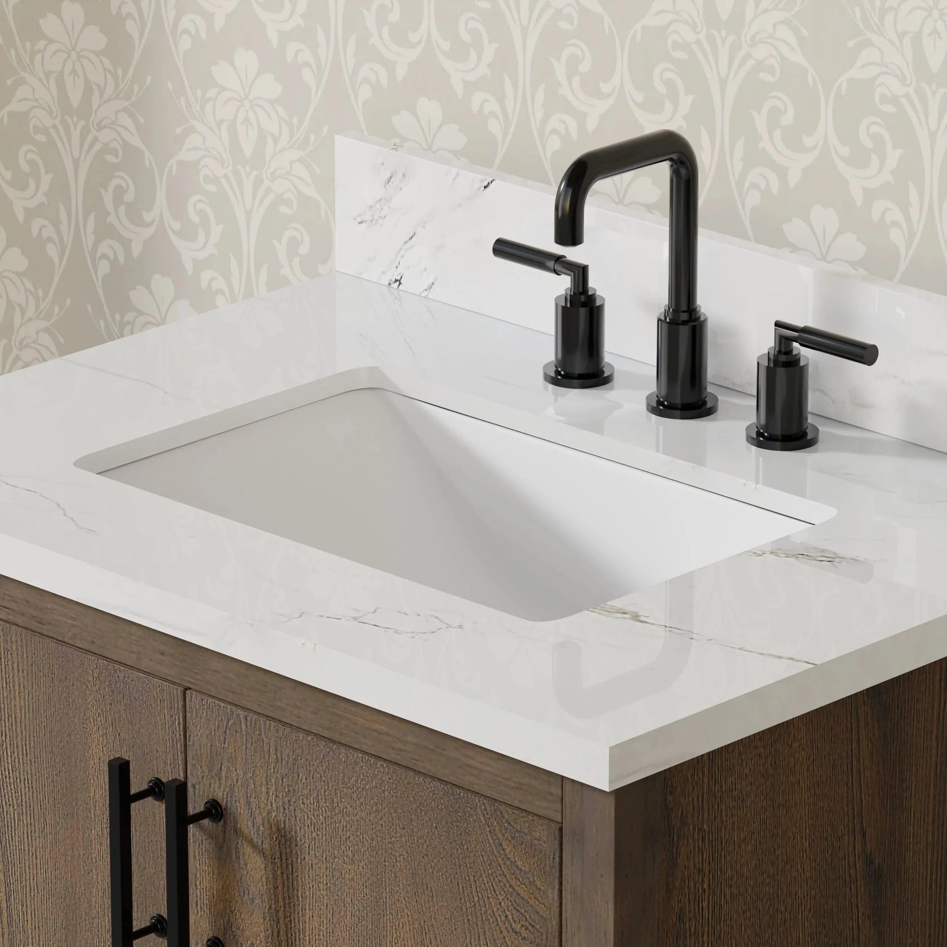 Solon 30“ Vanity Family Set with Calacatta Sintered Stone Top Horizon Tile