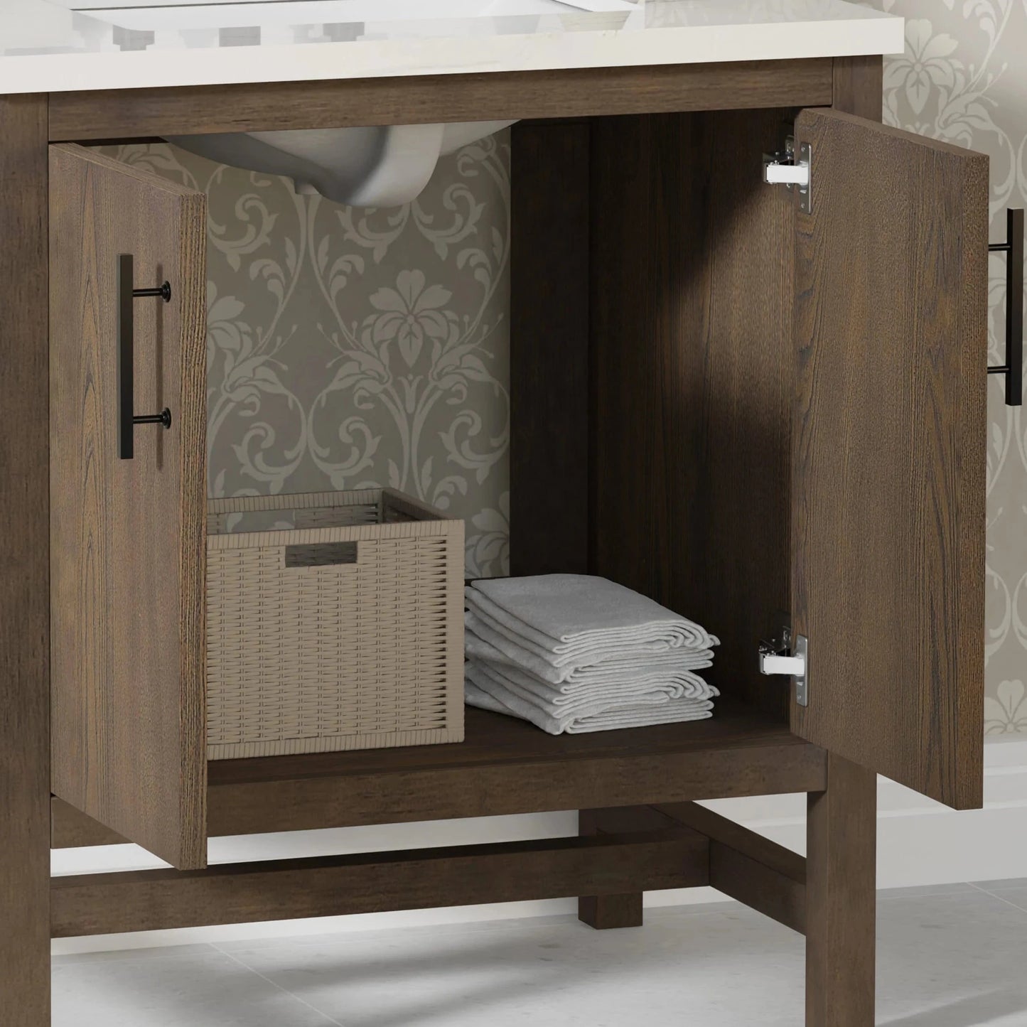 Solon 30“ Vanity Family Set with Calacatta Sintered Stone Top Horizon Tile