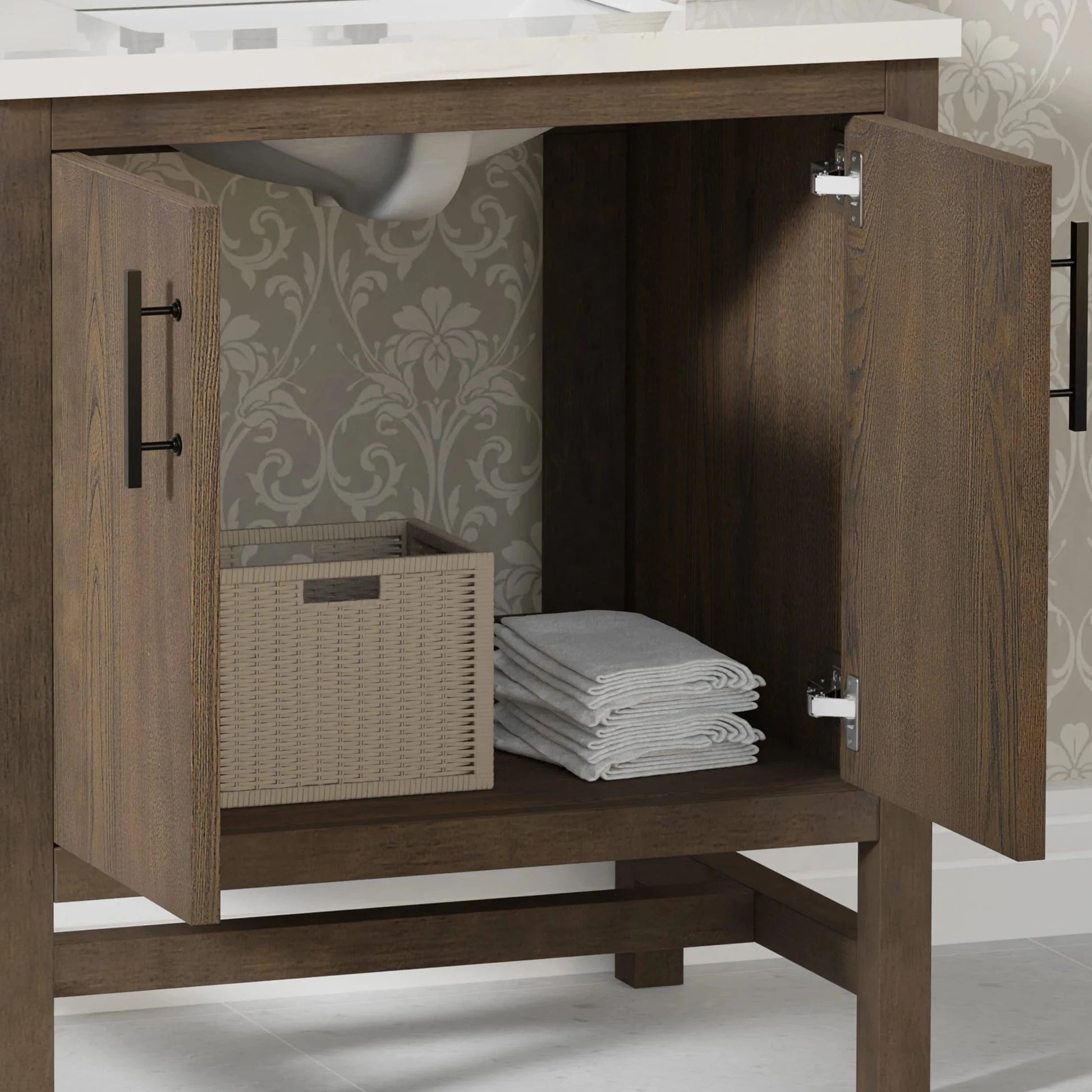 Solon 30“ Vanity Family Set with Calacatta Sintered Stone Top Horizon Tile